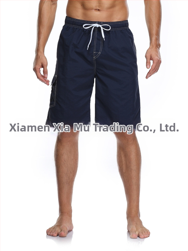 Șorturi de plajă pentru bărbați, material poliester tricotat, uscare rapidă, croială dreaptă, buzunare multiple