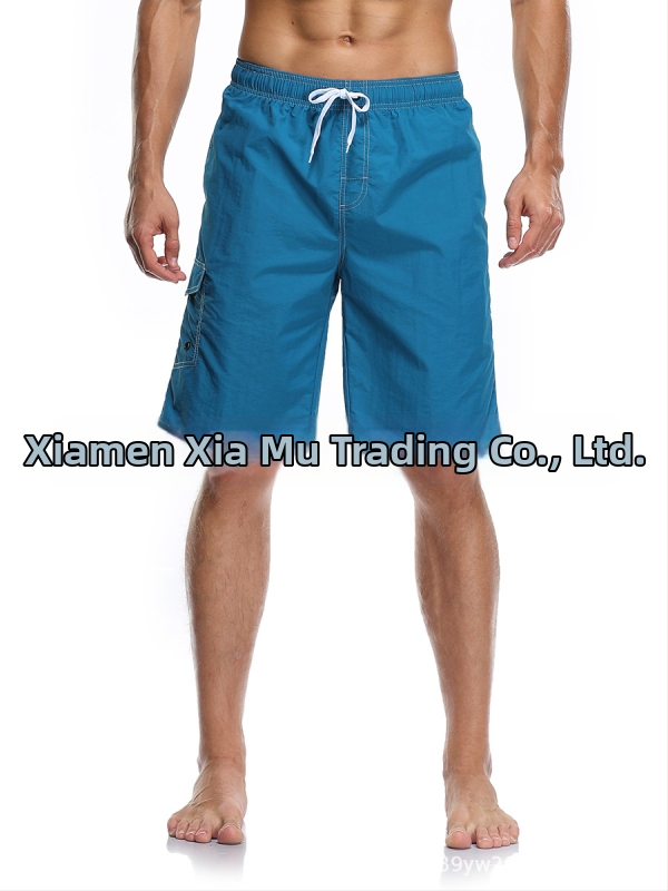 Șorturi de plajă pentru bărbați, material poliester tricotat, uscare rapidă, croială dreaptă, buzunare multiple