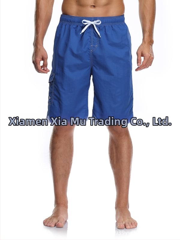 Șorturi de plajă pentru bărbați, material poliester tricotat, uscare rapidă, croială dreaptă, buzunare multiple