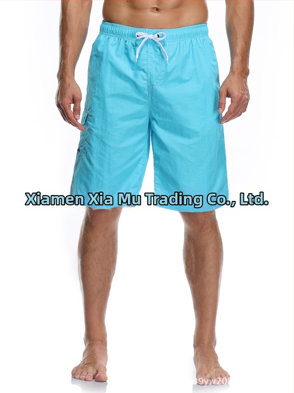 Șorturi de plajă pentru bărbați, material poliester tricotat, uscare rapidă, croială dreaptă, buzunare multiple
