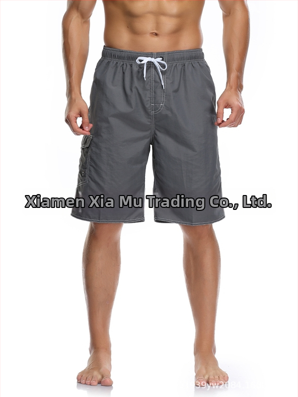 Șorturi de plajă pentru bărbați, material poliester tricotat, uscare rapidă, croială dreaptă, buzunare multiple