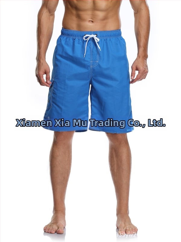 Șorturi de plajă pentru bărbați, material poliester tricotat, uscare rapidă, croială dreaptă, buzunare multiple