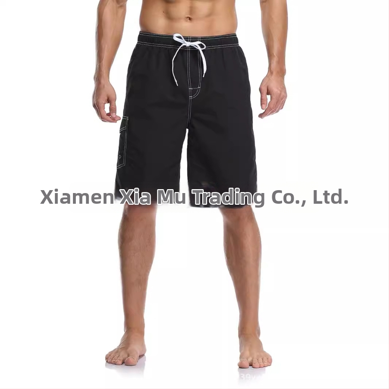 Șorturi de plajă pentru bărbați, material poliester tricotat, uscare rapidă, croială dreaptă, buzunare multiple