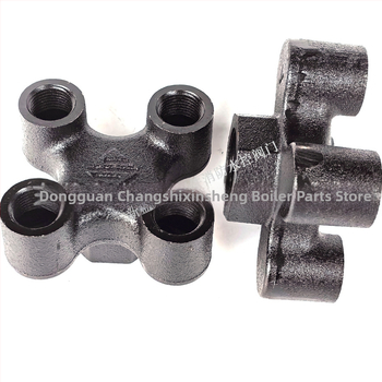 Rozdeľovač so štyrmi čeľusťami pre pomocné zariadenia vstrekovania — liatina, vnútorný závit, pracovná teplota 200°C, médium: voda alebo olej