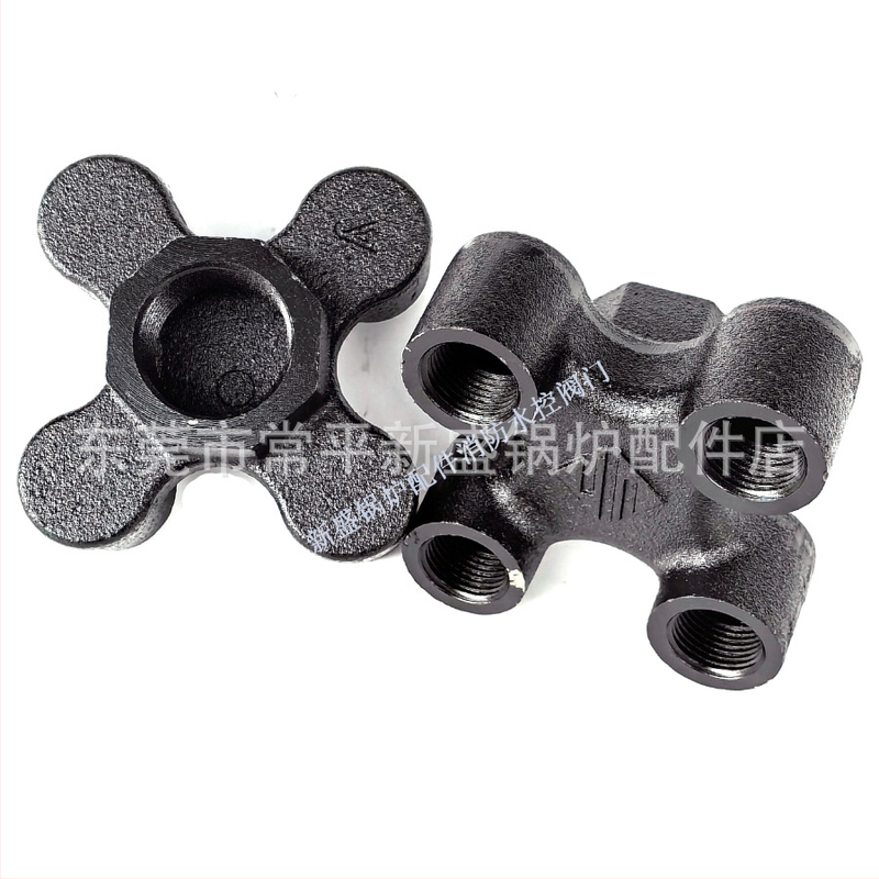 Rozdeľovač so štyrmi čeľusťami pre pomocné zariadenia vstrekovania — liatina, vnútorný závit, pracovná teplota 200°C, médium: voda alebo olej