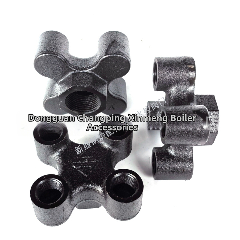 Rozdeľovač so štyrmi čeľusťami pre pomocné zariadenia vstrekovania — liatina, vnútorný závit, pracovná teplota 200°C, médium: voda alebo olej