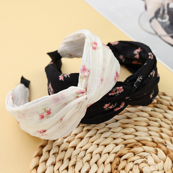 Fejpánt virágos keresztcsomóval, pasztorális stílusú, textil anyagból, kézzel készített, nőknek, ősz 2024