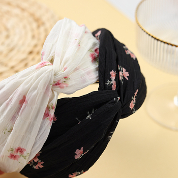 Fejpánt virágos keresztcsomóval, pasztorális stílusú, textil anyagból, kézzel készített, nőknek, ősz 2024