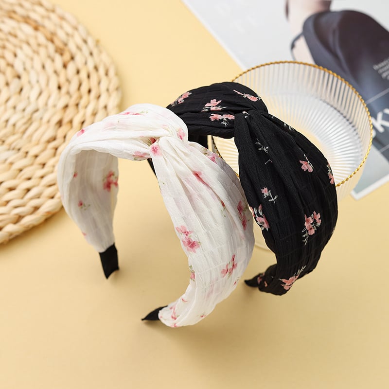 Fejpánt virágos keresztcsomóval, pasztorális stílusú, textil anyagból, kézzel készített, nőknek, ősz 2024