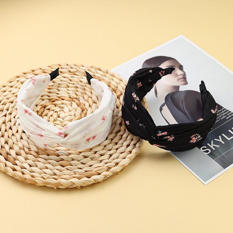 Fejpánt virágos keresztcsomóval, pasztorális stílusú, textil anyagból, kézzel készített, nőknek, ősz 2024