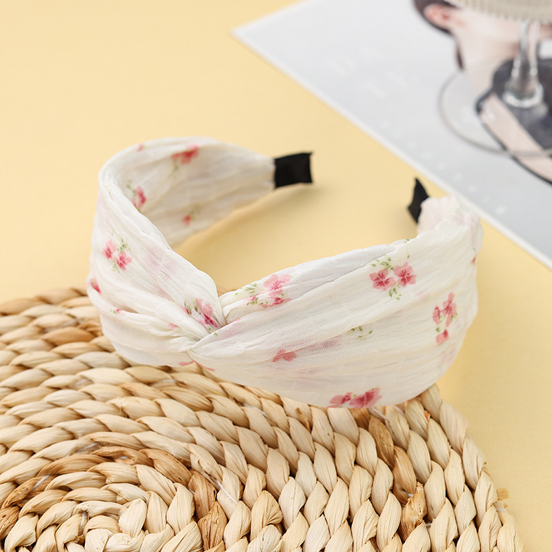 Fejpánt virágos keresztcsomóval, pasztorális stílusú, textil anyagból, kézzel készített, nőknek, ősz 2024