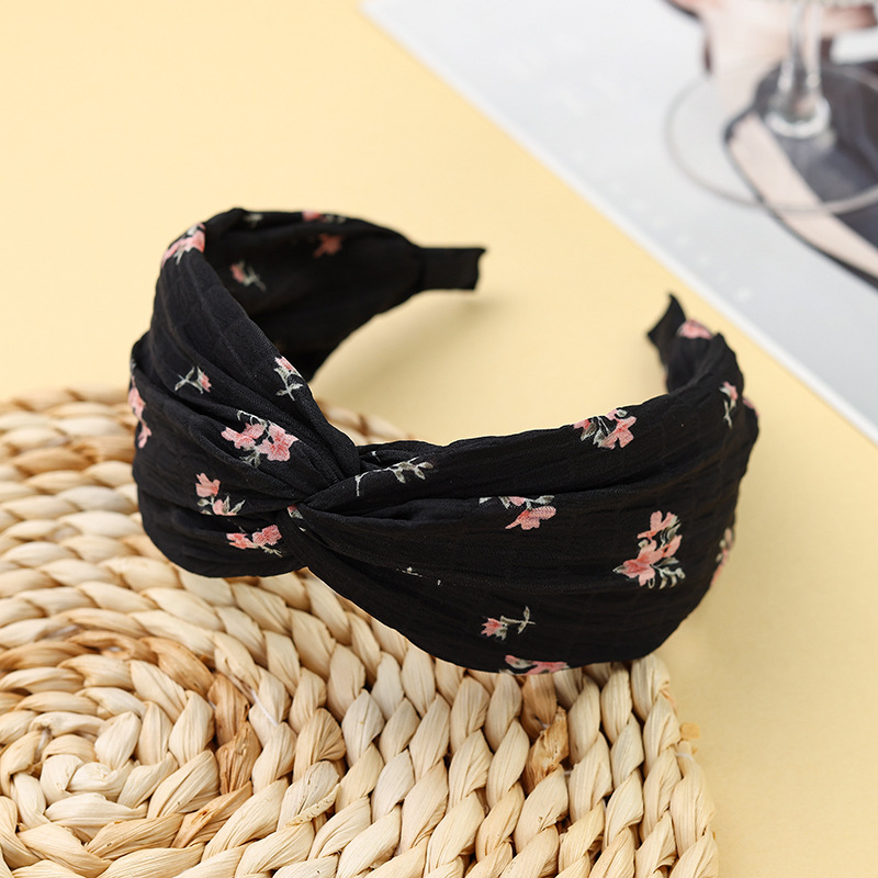 Fejpánt virágos keresztcsomóval, pasztorális stílusú, textil anyagból, kézzel készített, nőknek, ősz 2024