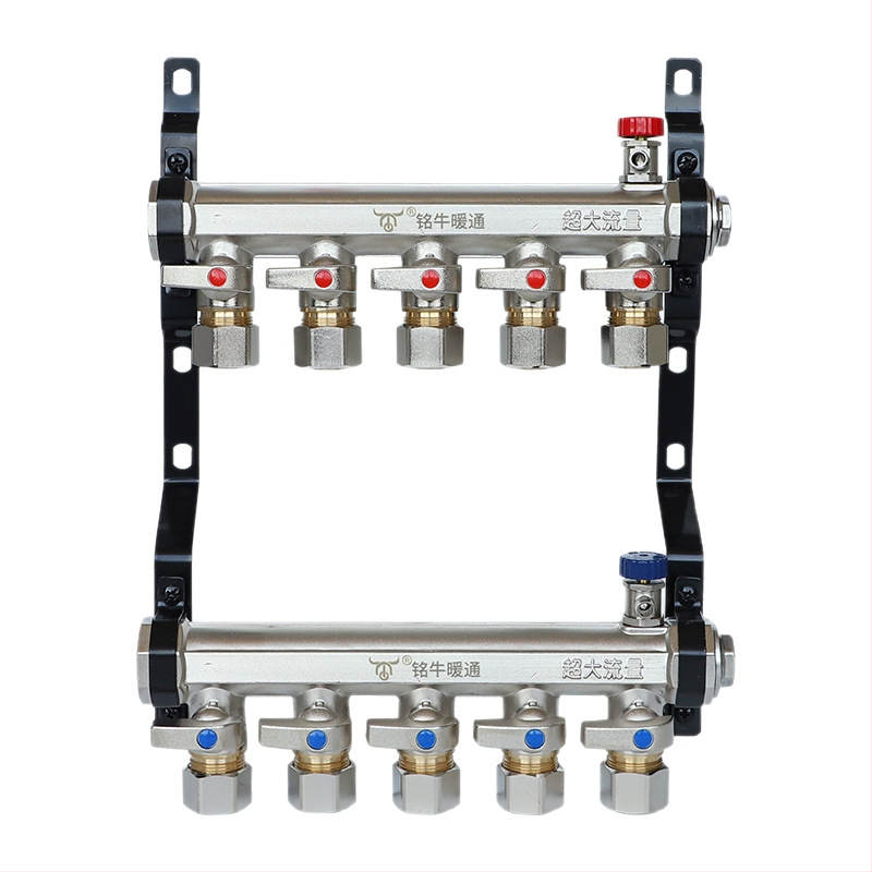 Taurus vodný rozdeľovač pre podlahové vykurovanie – meď, hlavný rúrovod DN25, vetva DN20, prevádzková teplota 0–60 °C, prevádzkové médium: voda