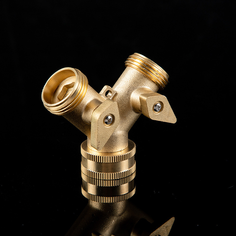 Y-typ vodný rozdeľovač z medi, jeden vstup a dva výstupy, závitové pripojenie, DN20, vetva 10 mm