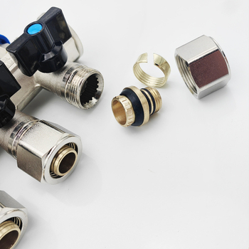 Réz padlófűtés elosztó, integrált vastagított kialakítás, modell 212, telepítési típus 1