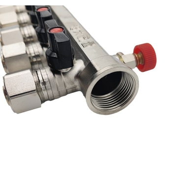 Réz padlófűtés elosztó, integrált vastagított kialakítás, modell 212, telepítési típus 1