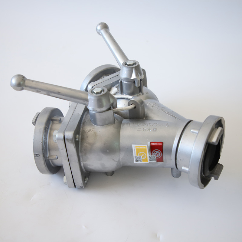 Distribuitor apă pentru stingerea incendiilor FII65/65X2 — repartitor cu patru căi, intrare cu două ieșiri sau intrare cu trei ieșiri, conexiune internă