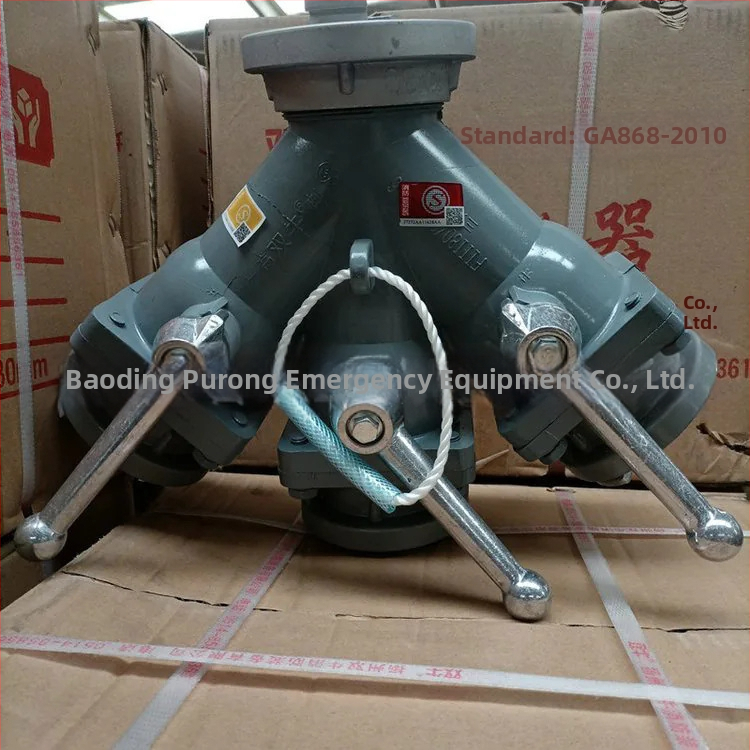 Purong Pr-fsq-3 Разклонител за пожарен маркуч с регулируемо водно налягане, три изхода, код на продукта Pr-xf