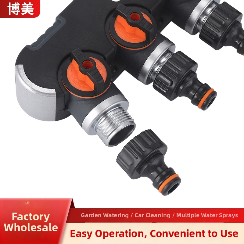 Štvorcestný vodovodný spoj s vonkajším závitom, Európsky štandard, pre zavlažovanie, model 85003-2, BSP 3/4