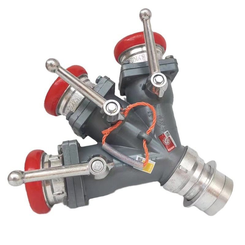 Distribuitor de furtun pentru pompieri, cu trei ieșiri și conexiune rapidă — Axis 15432