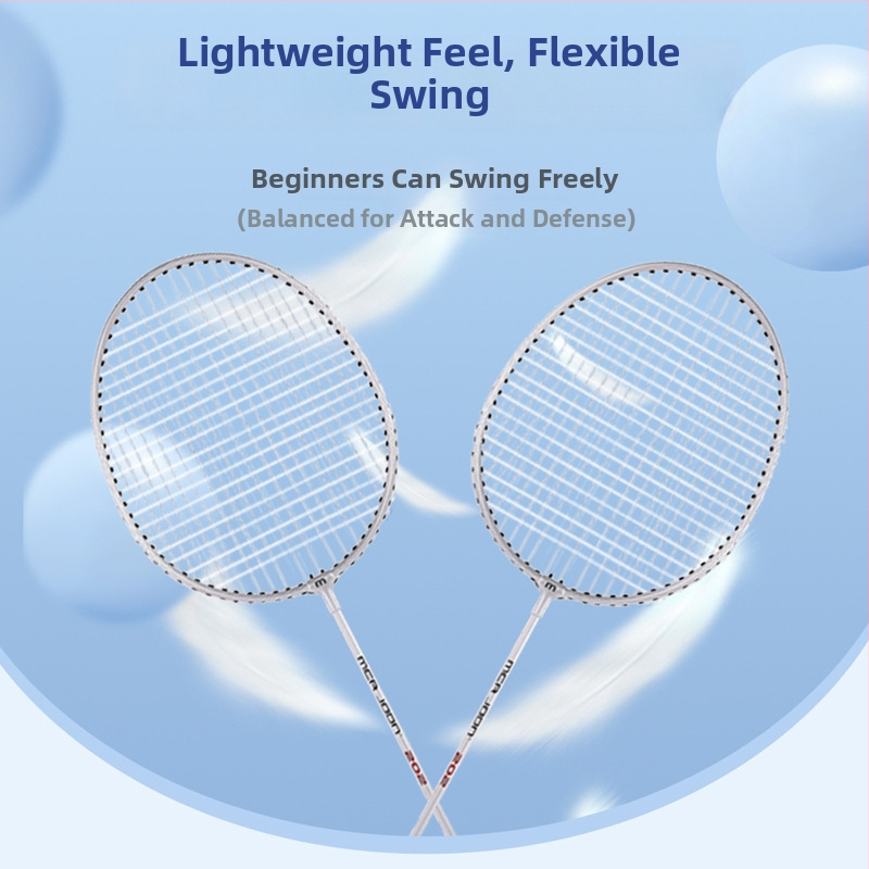 Μπατμίντον ρακέτα από κράμα με μεγάλο κεφάλι, διπλή συσκευασία, βάρος 95-100 g, λαβή G4, πλευρικό χτύπημα, ανθεκτική για αρχάριους