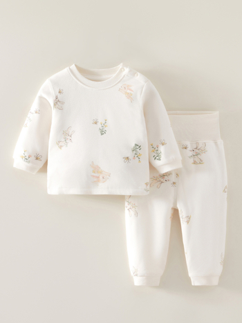 Dječji pamukasti quiltirani set donjeg rublja, topao zimski kućni outfit, unisex, za novorođenčad 0–12 mjeseci