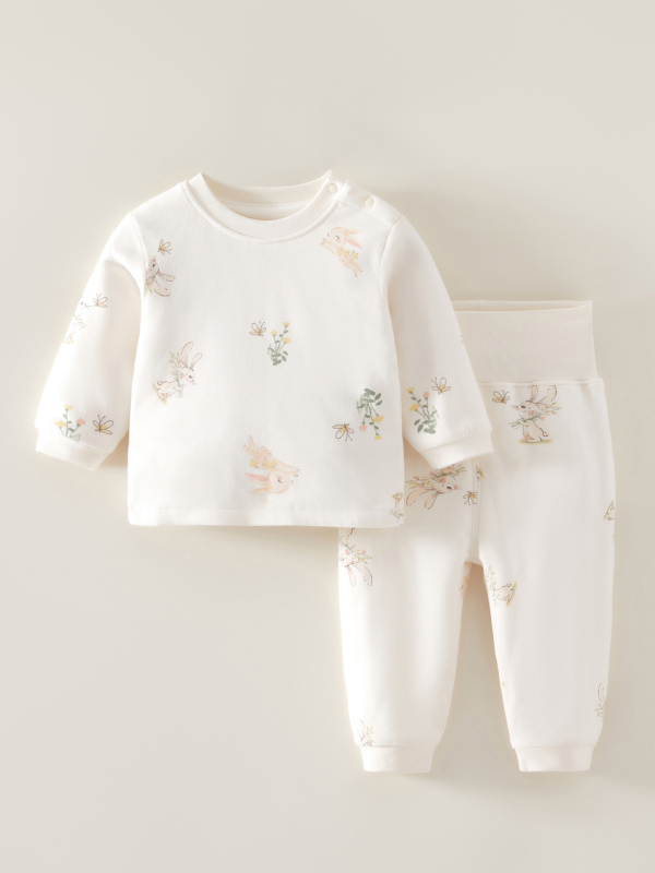 Dječji pamukasti quiltirani set donjeg rublja, topao zimski kućni outfit, unisex, za novorođenčad 0–12 mjeseci