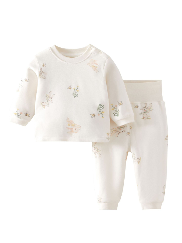 Dječji pamukasti quiltirani set donjeg rublja, topao zimski kućni outfit, unisex, za novorođenčad 0–12 mjeseci