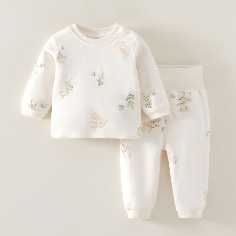 Dječji pamukasti quiltirani set donjeg rublja, topao zimski kućni outfit, unisex, za novorođenčad 0–12 mjeseci