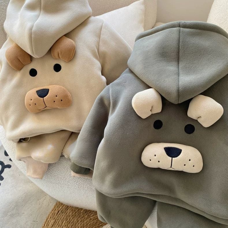 Pijamale de iarnă pentru copii cu imprimeu desen animat, set din 2 piese, amestec din bumbac gros, unisex, menține căldura, pentru copii între 3 și 8 ani