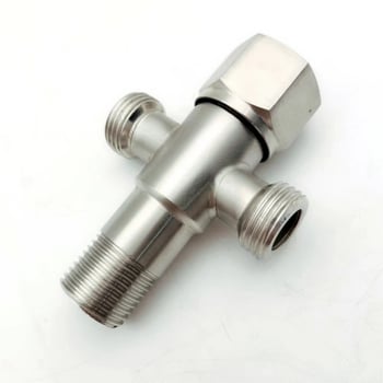 Valvă triunghiulară din oțel inoxidabil pentru toaletă, dublă ieșire, model K-158, diametru interior 20 mm, presiune de lucru 0,9 MPa, miez de valve din cupru