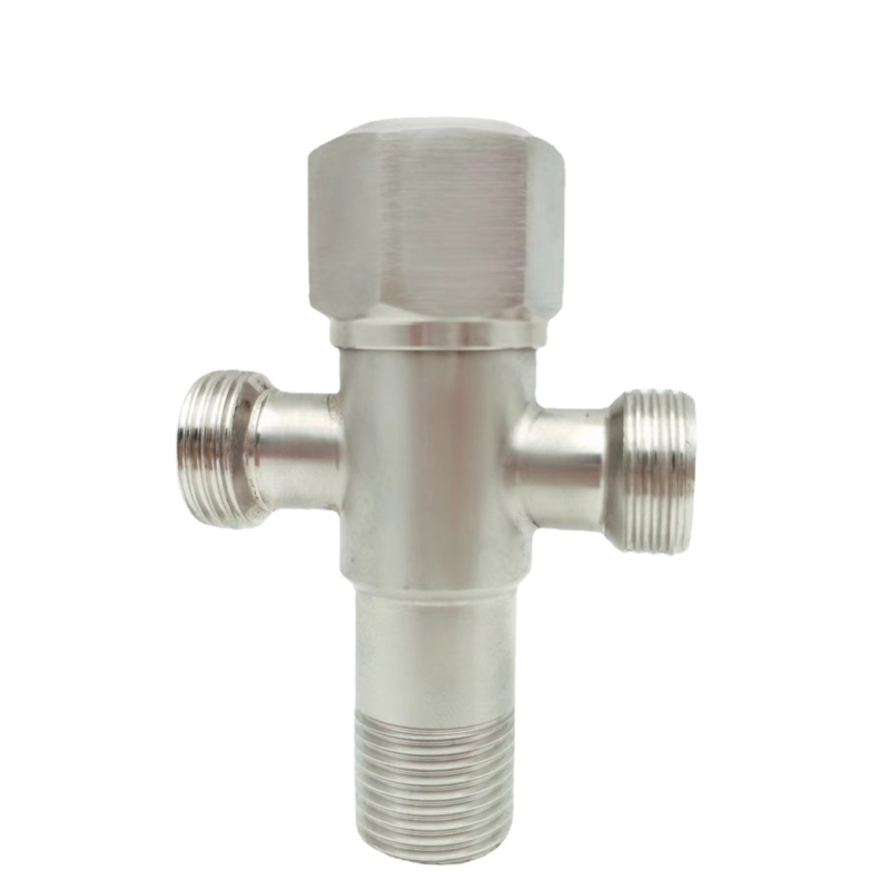 Valvă triunghiulară din oțel inoxidabil pentru toaletă, dublă ieșire, model K-158, diametru interior 20 mm, presiune de lucru 0,9 MPa, miez de valve din cupru