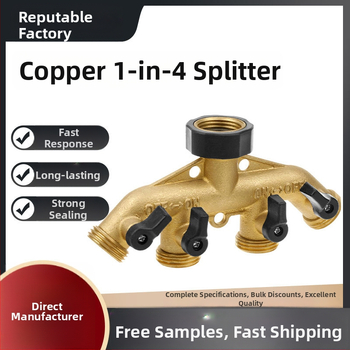 Ορειχάλκινη τετραδρομική βαλβίδα σφαίρα, σύνδεση αμερικανικού τύπου, διανομέας ροής νερού για κήπο