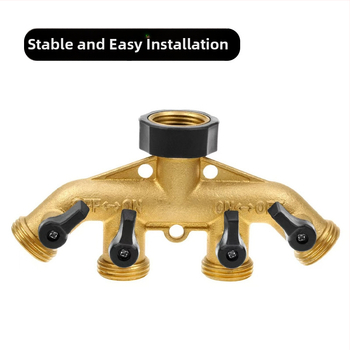 Ορειχάλκινη τετραδρομική βαλβίδα σφαίρα, σύνδεση αμερικανικού τύπου, διανομέας ροής νερού για κήπο