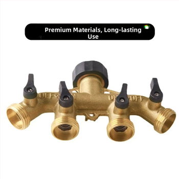 Ορειχάλκινη τετραδρομική βαλβίδα σφαίρα, σύνδεση αμερικανικού τύπου, διανομέας ροής νερού για κήπο
