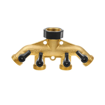 Ορειχάλκινη τετραδρομική βαλβίδα σφαίρα, σύνδεση αμερικανικού τύπου, διανομέας ροής νερού για κήπο