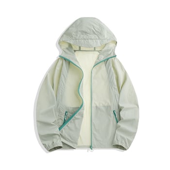 Windbreaker s kapuljačom i UV zaštitom, UPF100+, najlon tkanina, zatvarač, 3D džepovi