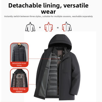 Lúdpelyhes dzseki levehető béléssel - Mitsubishi Meiya Bi külső anyag, akril rost, extravastag 501–600 g/m², hőszigetelő bélés