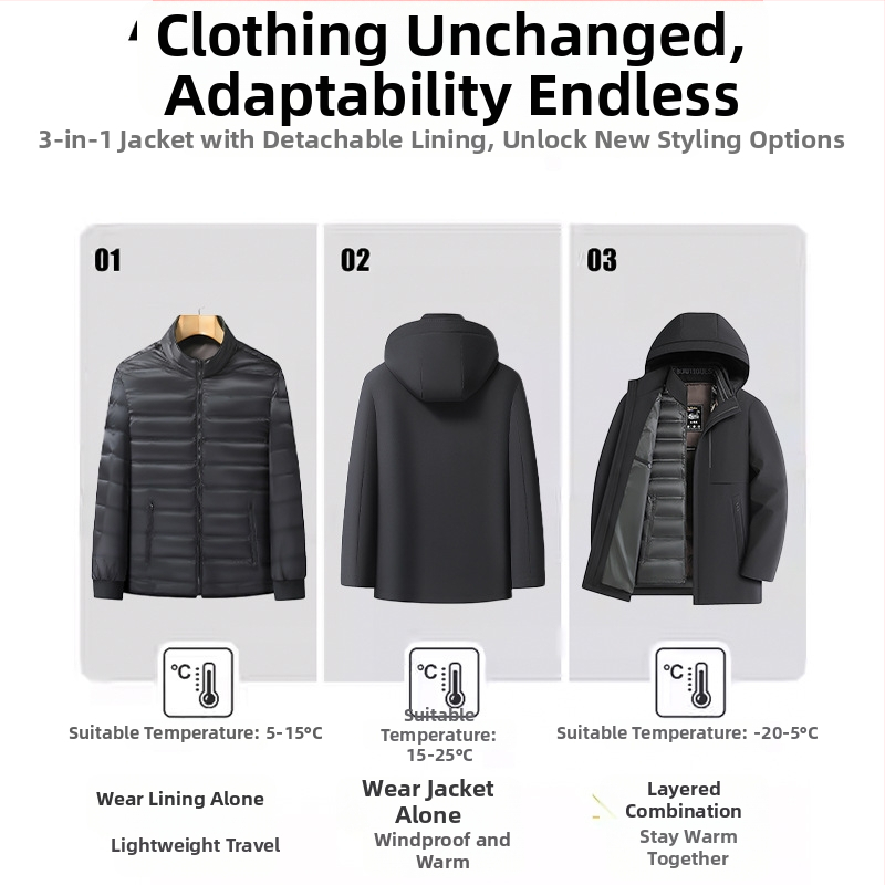 Lúdpelyhes dzseki levehető béléssel - Mitsubishi Meiya Bi külső anyag, akril rost, extravastag 501–600 g/m², hőszigetelő bélés