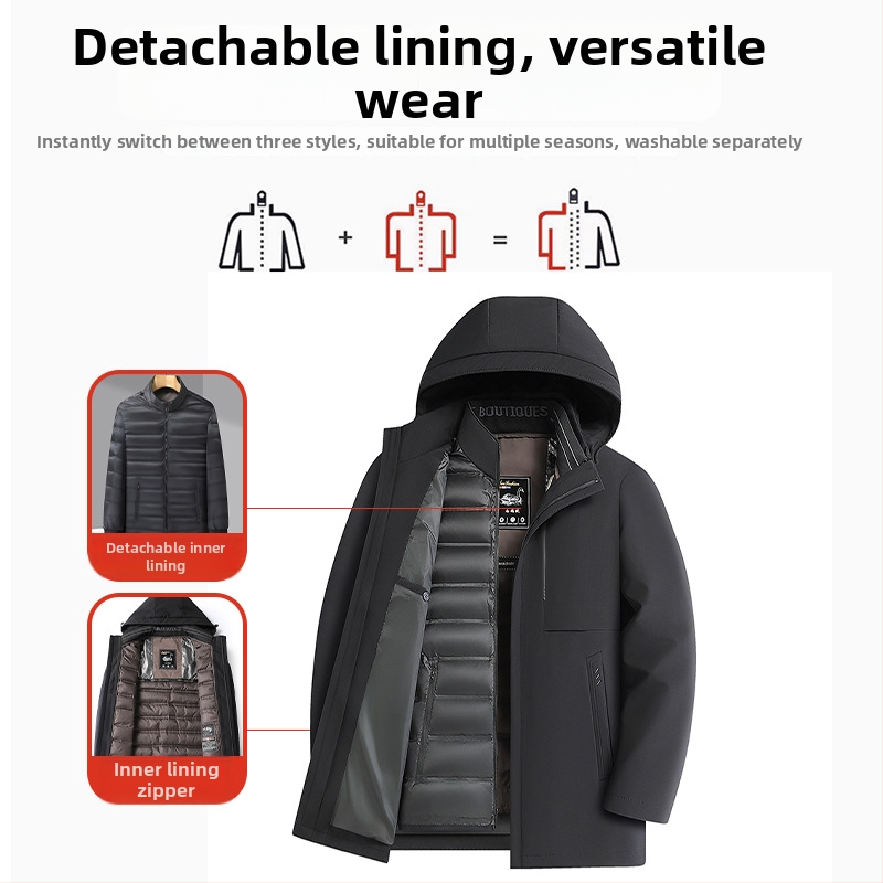 Lúdpelyhes dzseki levehető béléssel - Mitsubishi Meiya Bi külső anyag, akril rost, extravastag 501–600 g/m², hőszigetelő bélés