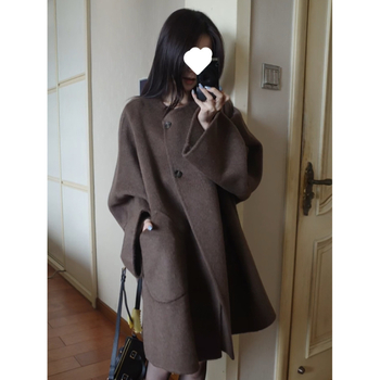 Ženski kaput od poliestera, korejskog stila, dojam starog novca, srednja duljina, uski kroj, polo ovratnik