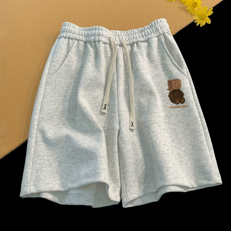 Muške ljetne šorceve, opušteni casual stil, ravni kroj, mikroelastičnost, pleteni materijal, imitacija pamuka, korejski stil, ljeto 2025
