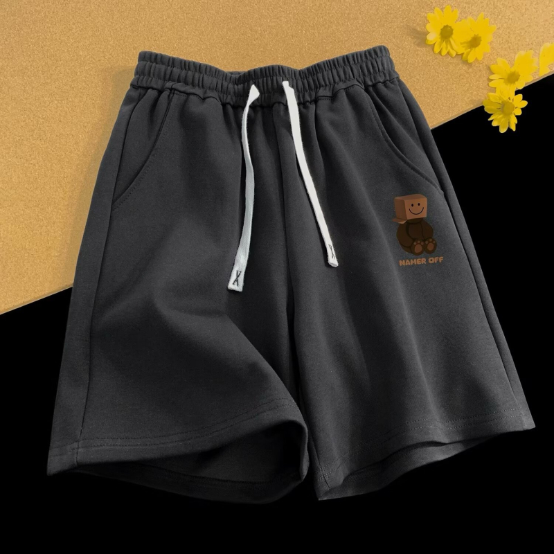 Muške ljetne šorceve, opušteni casual stil, ravni kroj, mikroelastičnost, pleteni materijal, imitacija pamuka, korejski stil, ljeto 2025
