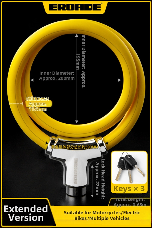 Κλειδαριά Ποδηλάτου EROADE — Φορητή Αντικλοπική Κλειδαριά, Unisex, Διαθέσιμη Παραμετροποίηση, Υλικό: Άλλο