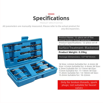 Törött csavarok kivonó készlet, 12 darab, gépekhez, God Super, 0.39 kg