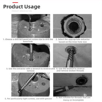 Törött csavarok kivonó készlet, 12 darab, gépekhez, God Super, 0.39 kg