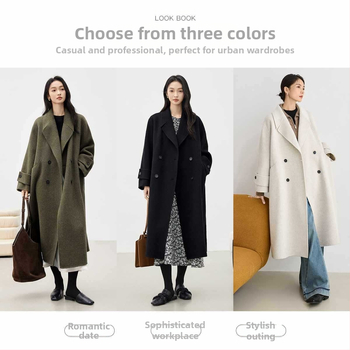 Ženski dvostruki vuneni kaput, srednje duljine, zima 2025