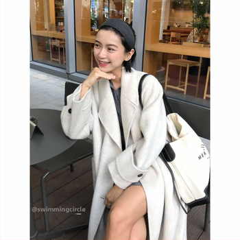 Ženski dvostruki vuneni kaput, srednje duljine, zima 2025