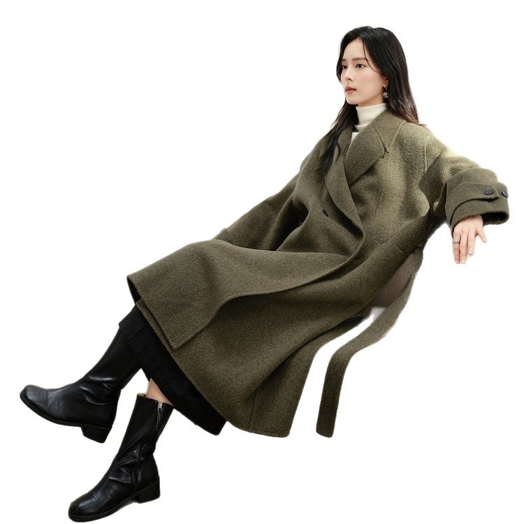 Ženski dvostruki vuneni kaput, srednje duljine, zima 2025