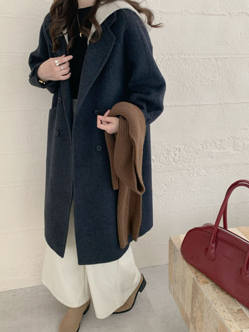 Ženski dugi vuneni kaput s kapuljom, slobodan kroj, dvostruko kopčanje, korejski stil